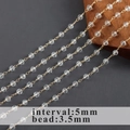Handmade 18k gold plated DIY chain with 3.5mm crystal beads spaced 5mm apart - Compact Distribution Cut Bead Style(C22105)