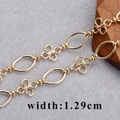 18K gold plated O-shaped chain with 1.29cm width for DIY jewelry making and crafts - Gold Four-Leaf Clover Alternating Chain (C14620, 1m)