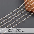 18k gold plated jewelry chain with 2mm and 3.5mm faceted crystal beads for DIY - Mixed Specification Faceted Bead Style(C22107)