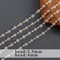 18k gold plated chain with 2.5mm and 4mm clear crystal beads for DIY jewelry making - Crystal Gold Bead Alternate Dual Spec Style(C22109)