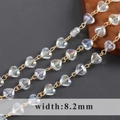 18k gold plated chain with 8.2mm iridescent heart crystal beads for DIY jewelry making - Iridescent Heart Bead Girly Style(C22111)