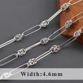 Rhodium-plated O-link chain DIY jewelry material with woven knots, width 4.6mm - Minimalist Woven Knot Link Chain (C21401) / 1m