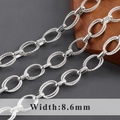 Cadena de eslabones en O rodiada con textura trenzada, 8,6 mm para creación de joyas DIY - Cadena Ovalada de Cuerda Trenzada Vintage (C21405) / 1m