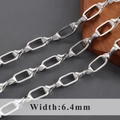 Cadena de eslabones O de 6,4mm bañada en rodio con detalles hechos a mano para joyas DIY - Cadena de Nudos Hecha a Mano Estética Mecánica (C21406) / 1m