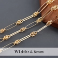 Cadena en O chapada en oro de 18k hecha a mano DIY con ancho de 4,6mm y eslabones únicos - Cadena de Eslabones Decorativos Rectangulares Huecos (C21408) / 1m