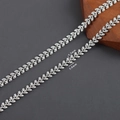 Versilberte Schmuckkette mit Blattmuster und Details zu 5,2 mm und 5,8 mm Breite - Silber Weizentextur Stil (C24202)