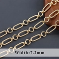 Cadena de eslabones retorcidos dorada 7,2mm bañada en oro de 18k para joyería DIY - Cadena Dorada con Eslabones Trenzados Vintage (C21411) / 1m