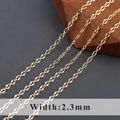 Diamantgeschliffene 2,3mm flache ovale Gliederkette vergoldet für DIY-Schmuck - Flacher Ovaler Diamantschliff-Stil (C22705)