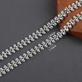 7,3 mm und 7,8 mm silberne Kettenglieder in Blattform für DIY-Schmuck, rhodiniert poliert - Silber Abgerundetes Blatt Stil (C24205)