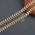 Golden 18k plated leaf chain for DIY jewelry making, 8.2mm x 6.9mm hollowed-out link - Gold Hollow Leaf Style (C24209)