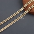 18k gold plated hollow heart wave link chain, 7.8mm width for handmade DIY jewelry - Gold Rounded Disk Style (C24210)