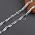 Rhodium-plated 6mm hollow leaf pattern chain for DIY jewelry making in silver finish - Silver Arrow Wheat Style (C24211)