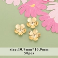 50 Stück 10,9mm 18k vergoldete Blumen-Perlenkappen für DIY-Schmuck und Ohrringe - 10,9mm (50 Stück/Packung)