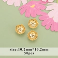 50 Stück 10,2mm vergoldete hohle Blumenperlenkappen für die DIY Schmuckherstellung - 10,2mm (50 Stück/Packung)