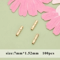 18k gold plated 7mm spiral metal tube beads for DIY jewelry making accessories, 100pcs - Mesh Pattern Straight Tube (01A) / 100pcs Pack / Gold