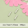 Set of 100 silver diamond-cut textured straight tube beads 7mm for DIY jewelry making - Mesh Pattern Straight Tube (01B) / 100pcs Pack / Silver