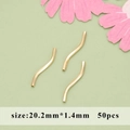 50 pieces of 18k gold plated curved tube connectors for DIY necklace and earring making - Geometric S-Shape Tube (04A)