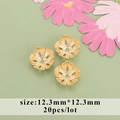 Set mit 20 Stück 12,3mm hohlen Blumen-Perlenkappen mit 18k Goldbeschichtung für DIY - 12,3mm (20 Stück/Packung)