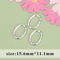 Three-piece 18k gold plated hammered oval link connectors for DIY jewelry making 15.6x11.1mm - Hammered Oval Ring (M112702) / Silver