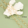 Golden teardrop link chain for DIY jewelry making with 9.9mm by 6.8mm dimensions - Teardrop Oval Gold Fine Chain (C30404A)