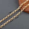 Chaînes de bijoux DIY en métal doré 18 carats en formes de 8, largeurs 6,1 et 7,8mm - Style Anneau Rond Plaqué Or Brillant (C25710)