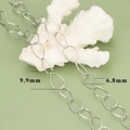 Silver teardrop link chain for DIY jewelry making with 9.9mm by 6.8mm metal rings - Teardrop Shape Link Silver Chain (C30404B)