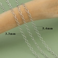 18k gold plated extender chain with 3.3mm and 5.4mm diamond-cut oval links for DIY jewelry - Silver Textured Oval Chain (C27704B)