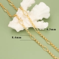 Golden embossed link chain necklace with rope texture, width 4.3mm and length 8.4mm - Twisted Rope Texture Long Rhombus Gold Chain (C30406A)