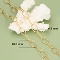Golden embossed pattern chain with 6.1mm round and 10.1mm long rectangular links - Ripple Faceted Round Square Link Chain (C30408A)