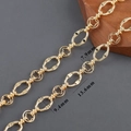 Chaîne à maillons dorée 18 carats avec anneaux ovales 13,6mm et motifs fleurs de 7,9mm - Style Trèfle à Quatre Feuilles Or Brillant (C25717)