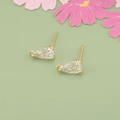 Pendientes de gota bañados en oro 18k con circonitas y anillas para diseño DIY - Oro-Transparente