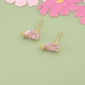Pendiente de cristal rosa en forma de pera chapado en oro 18k con anillo de DIY - Oro-Rosa