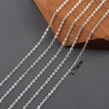 Matériau de collier chaîne câble argenté rhodié de 1,7 mm pour bijoux artisanaux - 1.7mm / Chaîne Maille Forçat (C25911) / 3 Mètres / Rhodium