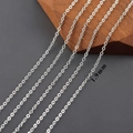 Fine chaîne O de 1,9 mm plaquée argent en acier inoxydable pour bijoux DIY - 1.9mm / Chaîne Maille Forçat (C25915) / 3 Mètres / Rhodium