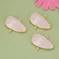 DIY jewelry connector with 18k gold-plated irregular pink gemstone pendant for necklaces - Gold-Pink