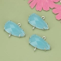Light blue irregular glass charms with 18k gold plating for DIY jewelry making - Silver-Blue