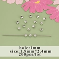 Cuentas facetadas plateadas 1,9x2,4mm para joyería DIY, lote de 200 piezas plateadas - Cuenta Redonda Facetada (MB8901B) / 200 Piezas/Paquete (1.9x2.4mm) / Plateado