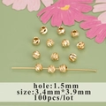 Cuentas espaciadoras facetadas de oro 18k 3,4x3,9mm con agujero 1,5mm para joyería DIY 100pzs - Cuenta Redonda Facetada (MB8903A)