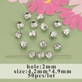 Cuentas de plata rodiada facetadas de 4,9 mm con agujero de 2 mm para joyas de DIY - Cuenta Redonda Facetada (MB8904B)