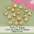 Cuentas espaciadoras bañadas en oro de 18k de 5,1 mm para joyería artesanal DIY 50 piezas - Cuenta Redonda Facetada (MB8905A)