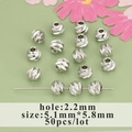 Cuentas espaciadoras facetadas plateadas 5,8mm con agujero 2,2mm para joyas de DIY - Cuenta Redonda Facetada (MB8905B)