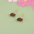 Pendientes de circonita roja en forma de pera bañados en oro 18k con aros para DIY - Dorado-Rojo