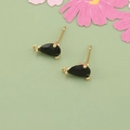 Pendientes de gota en oro de 18k con gema negra y anillo colgante para DIY - Dorado-Negro