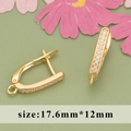 Exquisite gold-plated brass leverback earrings with micro-paved CZ zircons for DIY jewelry - U-Shape Style (MC8501A)