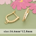 Exquisite 16.6mm gold-plated hoop earrings with micro-pave cubic zirconia for DIY jewelry - Half-Round Style (MC8502A)