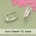 Micro-pave zircon lever-back hoop earrings in silver tone with loop for DIY jewelry - Teardrop Style (MC8505B)