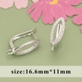Silver marquise micro-pave cubic zirconia earring hooks for DIY jewelry making 16.6x11mm - Marquise Style (MC8507B)