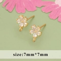 18k vergoldeter Blumen-Ohrstecker mit weißem Zirkon für DIY Schmuckherstellung - Blütenblatt-Stil (01A) / Gold