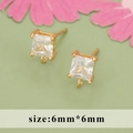 6mm quadratische Zirkonia-Ohrstecker mit 18k Vergoldung und Öse für DIY-Schmuckdesign - Quadratischer Stil (02A) / Gold
