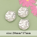 Three silver 18k plated flower petal metal charms for DIY jewelry 20mm x 17mm - Silver Wave Texture Style (M71514)